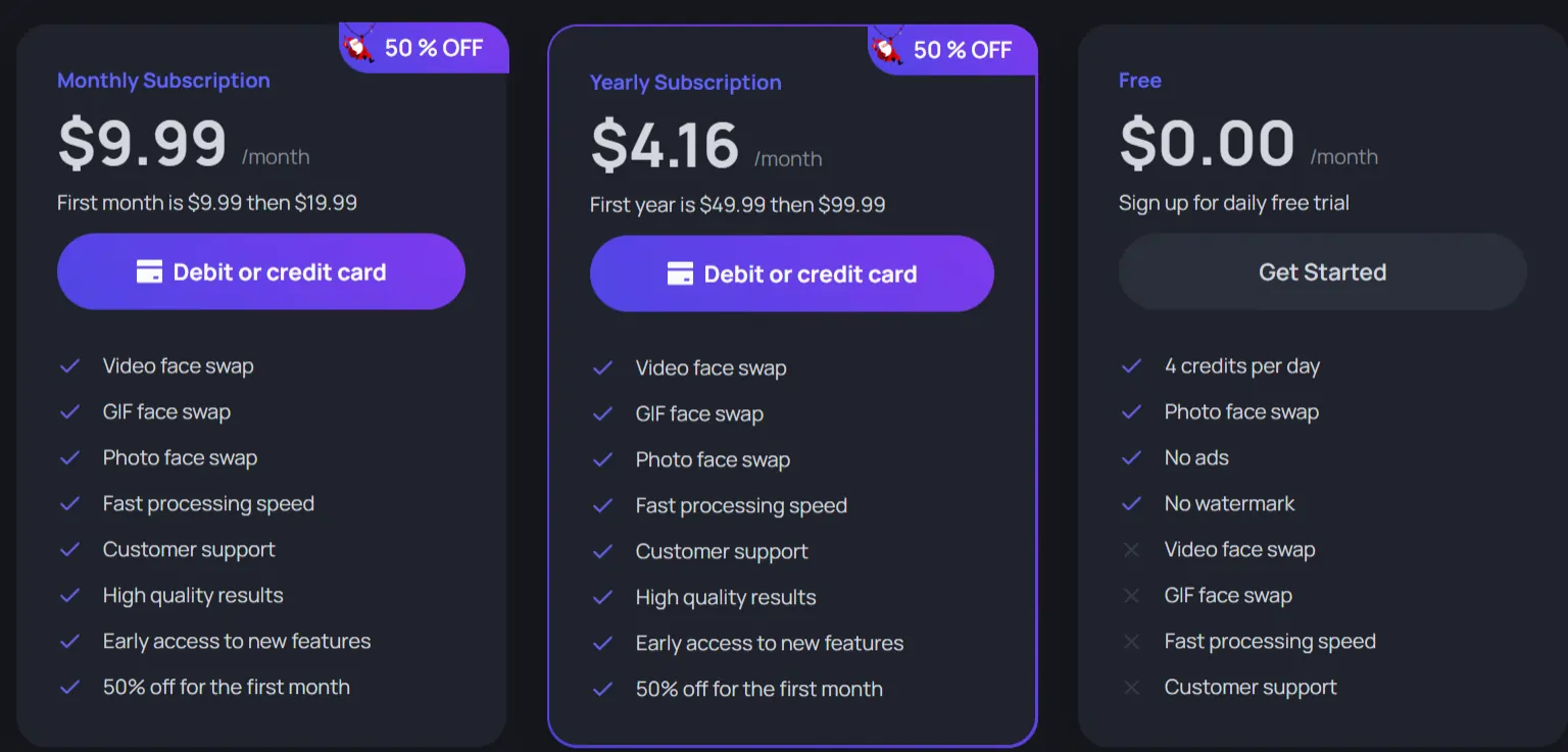 DeepSwaper AI Pricing