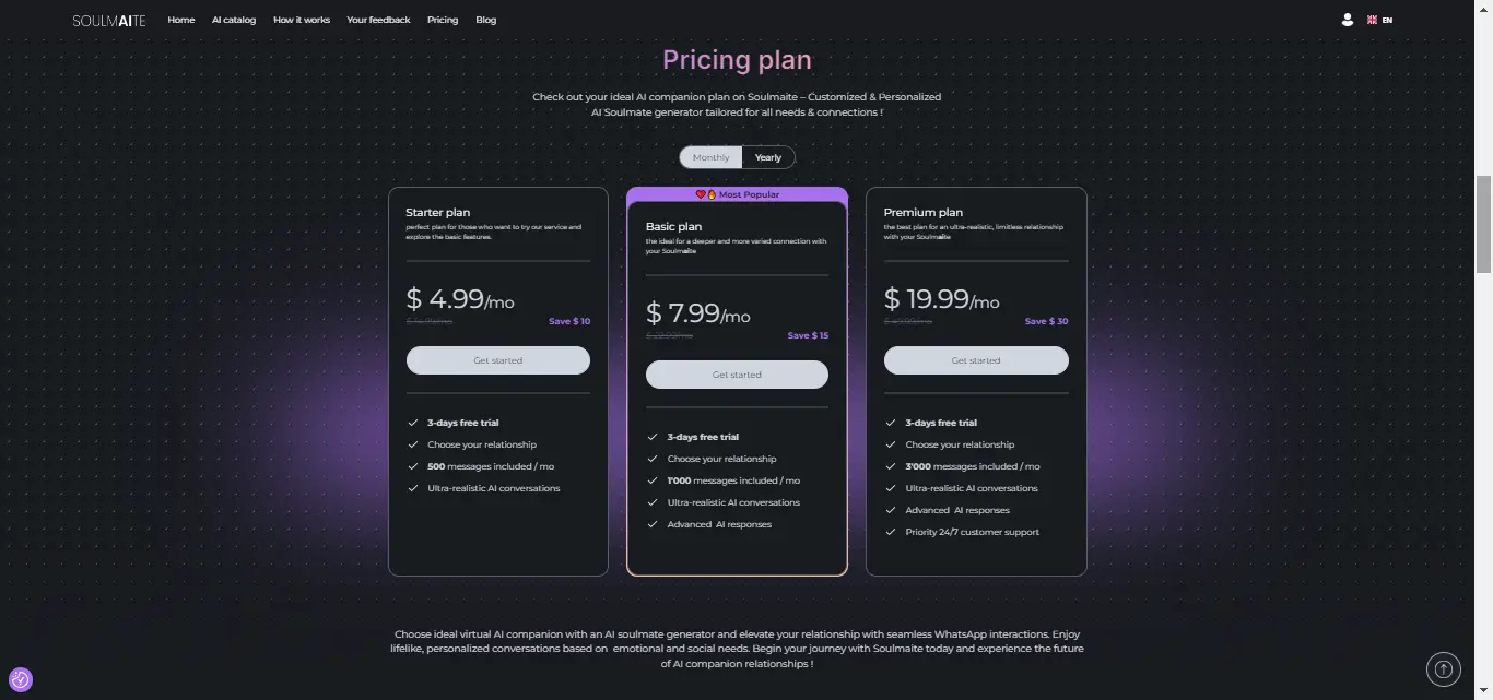 AI-Soulmate Price Plan